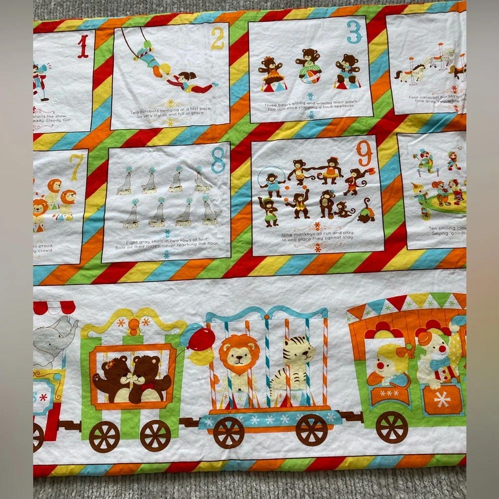Vintage Baby Quilt Blanket Kitchsy‎ Cute Animal Train Counting Soft Retro